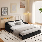 3-in-1 Convertible Sleeper Sofa with Side Storage, 66 Queen Pull Out Sofa Bed, Velvet Loveseat Bed