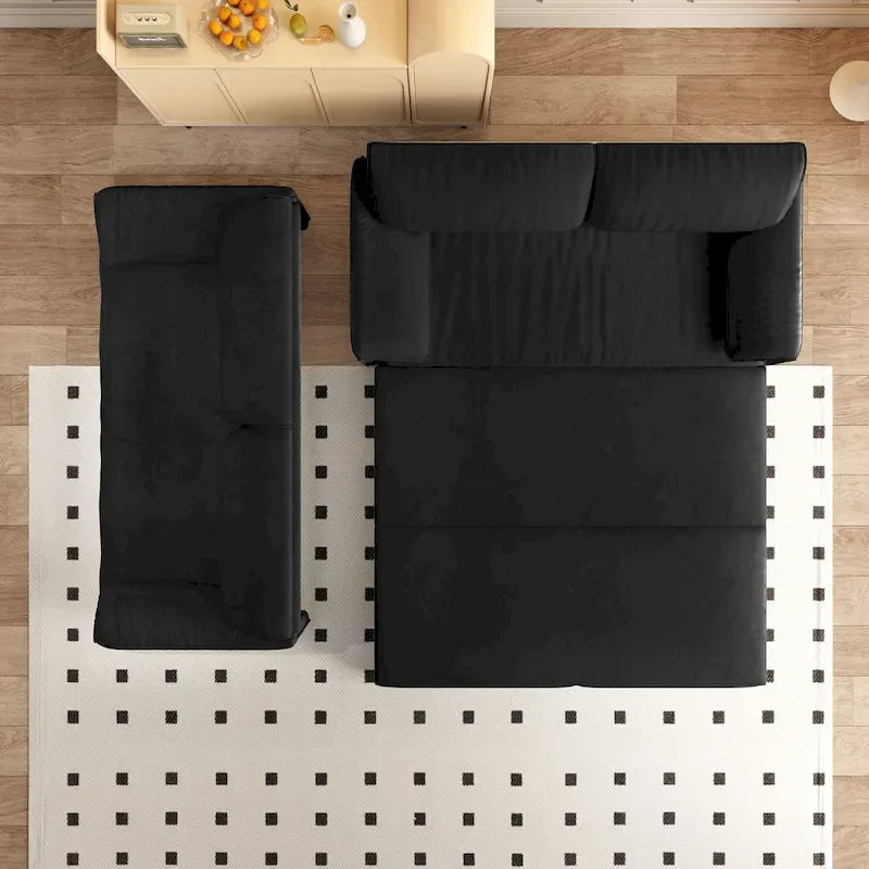 3-in-1 Convertible Sleeper Sofa with Side Storage, 66 Queen Pull Out Sofa Bed, Velvet Loveseat Bed