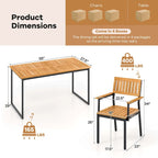 7 PCS Outdoor Dining Set for 6 with Metal Frame Umbrella Hole - 7 PCS