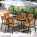 7 PCS Outdoor Dining Set for 6 with Metal Frame Umbrella Hole - 7 PCS