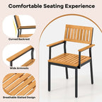 7 PCS Outdoor Dining Set for 6 with Metal Frame Umbrella Hole - 7 PCS