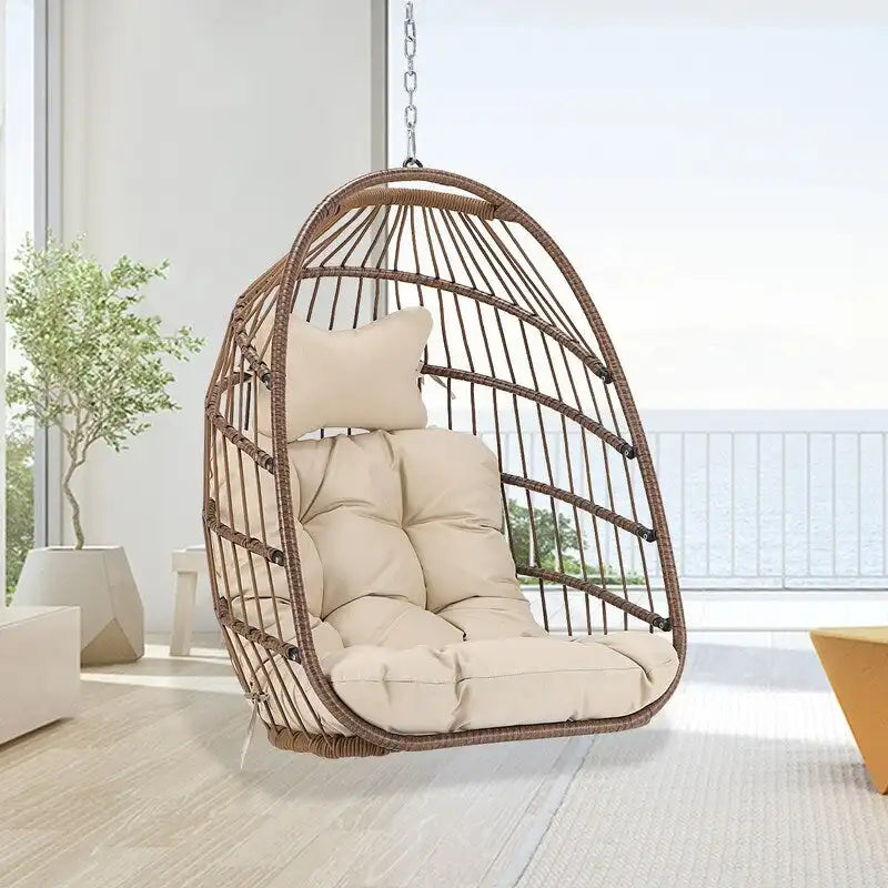 Indoor Luxury Hanging Egg Chair Without Stand, 350 lbs Outdoor Egg Chair with No Stand, Egg Swing Chair Without Stand