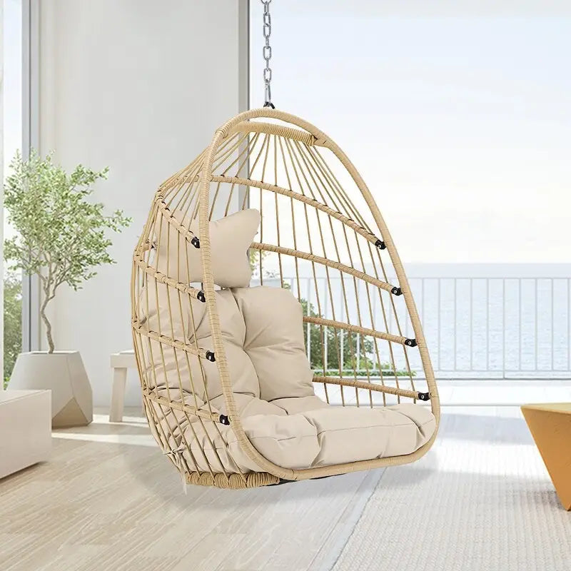 Indoor Luxury Hanging Egg Chair Without Stand, 350 lbs Outdoor Egg Chair with No Stand, Egg Swing Chair Without Stand