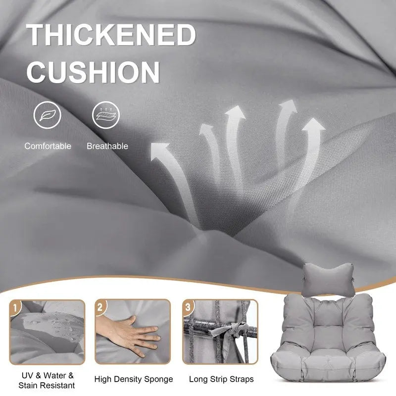 Indoor Luxury Hanging Egg Chair Without Stand, 350 lbs Outdoor Egg Chair with No Stand, Egg Swing Chair Without Stand