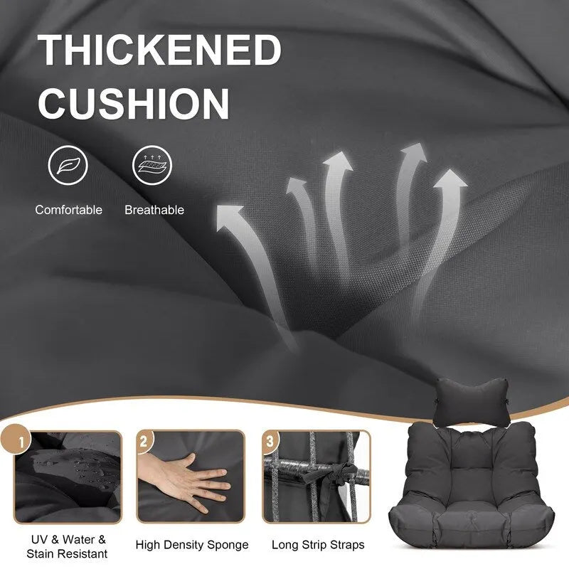 Indoor Luxury Hanging Egg Chair Without Stand, 350 lbs Outdoor Egg Chair with No Stand, Egg Swing Chair Without Stand