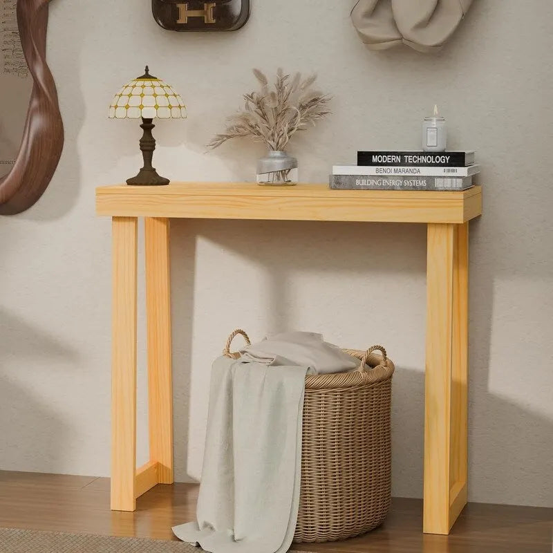 Modern Console Table Solid Wood for Entryway or Hallway Decor