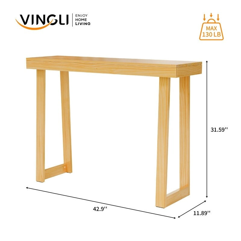 Modern Console Table Solid Wood for Entryway or Hallway Decor