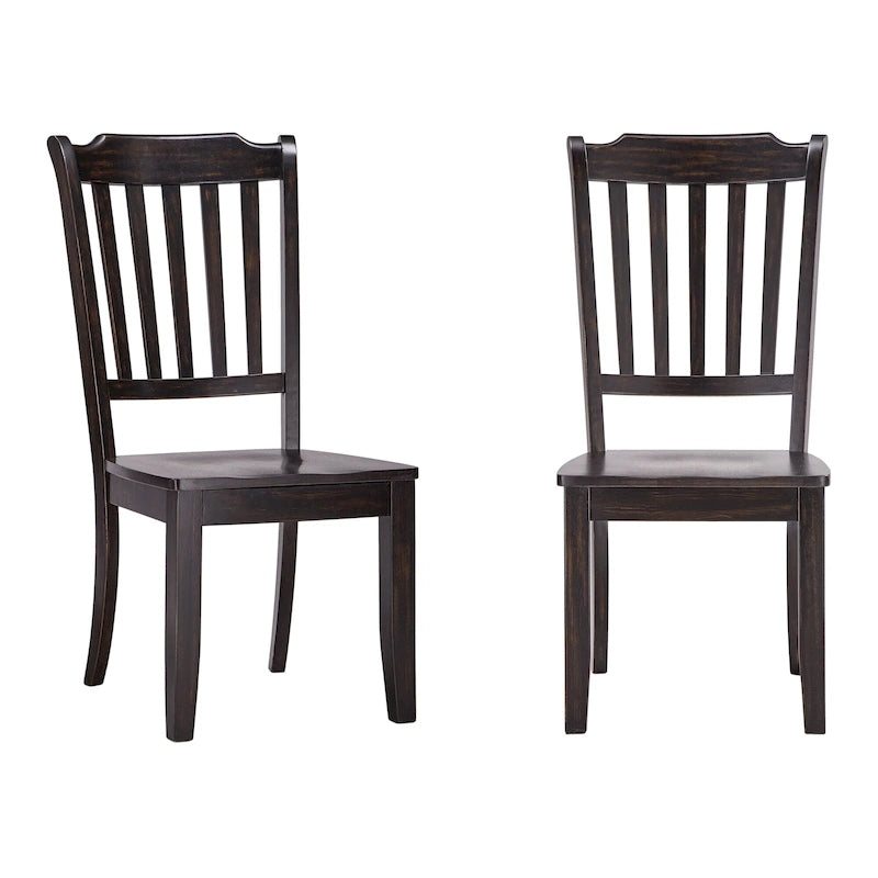Slat Back Wood Dining Chairs (Set of 2)