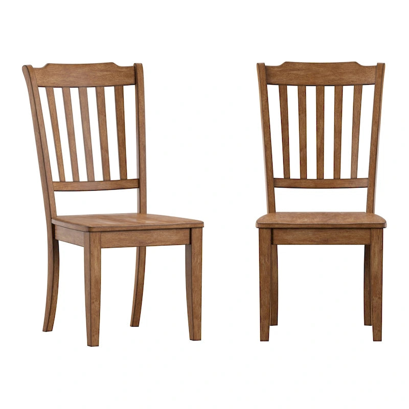 Slat Back Wood Dining Chairs (Set of 2)