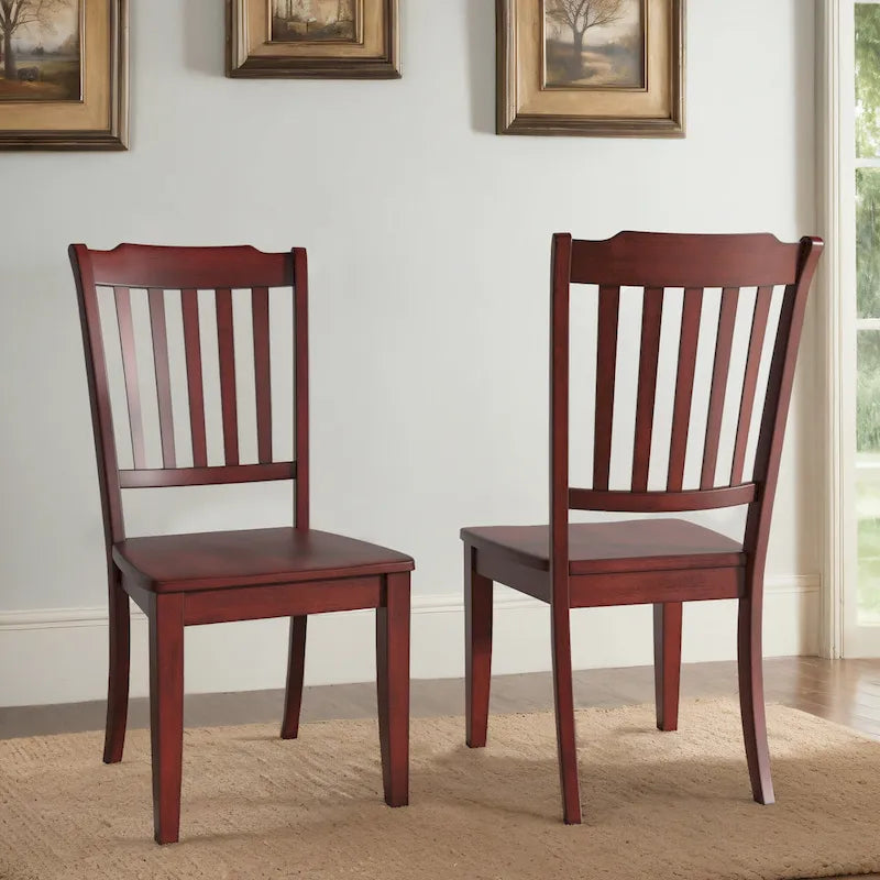 Slat Back Wood Dining Chairs (Set of 2)