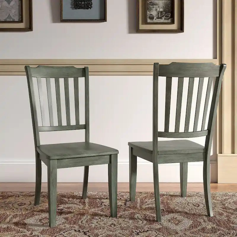 Slat Back Wood Dining Chairs (Set of 2)