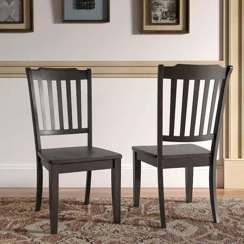 Slat Back Wood Dining Chairs (Set of 2)