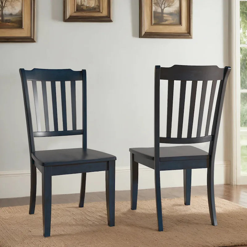 Slat Back Wood Dining Chairs (Set of 2)