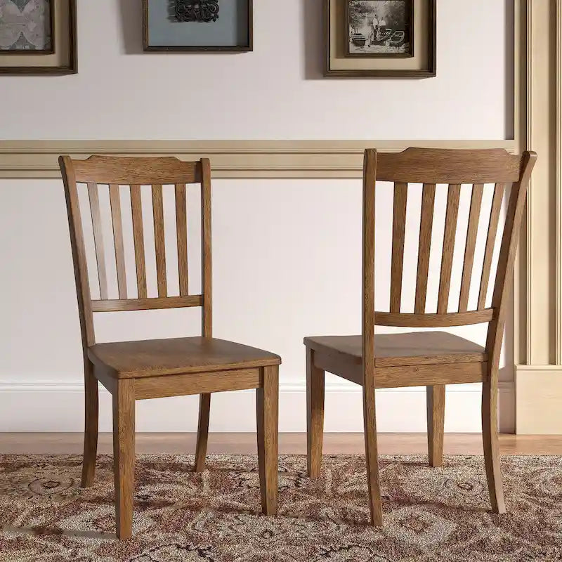Slat Back Wood Dining Chairs (Set of 2)