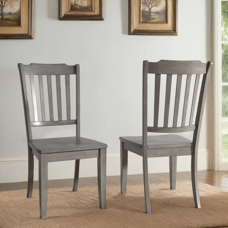 Slat Back Wood Dining Chairs (Set of 2)