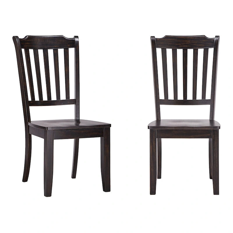 Slat Back Wood Dining Chairs (Set of 2)