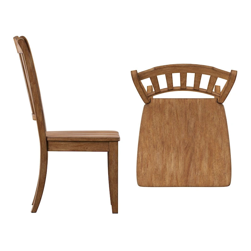 Slat Back Wood Dining Chairs (Set of 2)