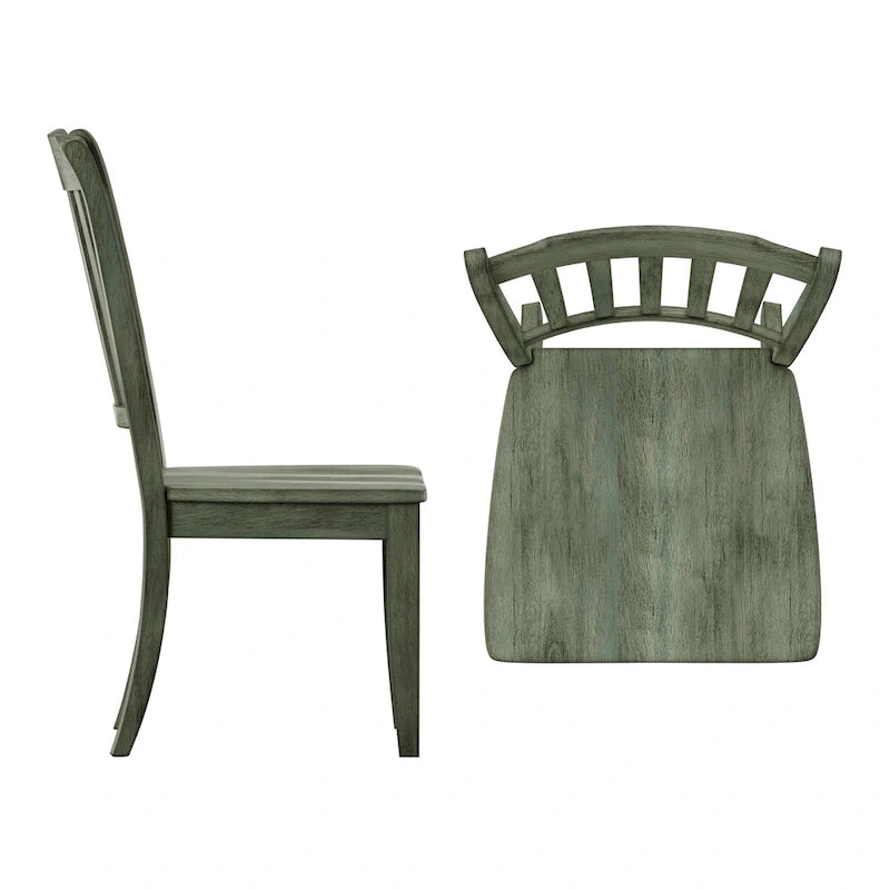 Slat Back Wood Dining Chairs (Set of 2)