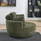 Oversized Swivel Cuddle Barrel Chair with moon storage ottoman