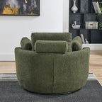 Oversized Swivel Cuddle Barrel Chair with moon storage ottoman