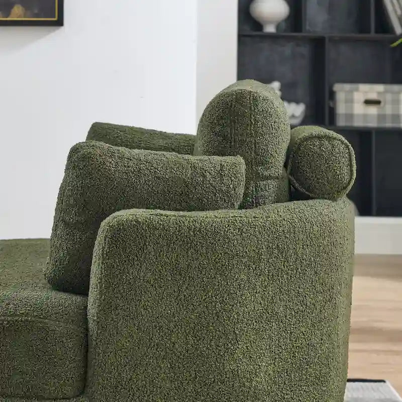 Oversized Swivel Cuddle Barrel Chair with moon storage ottoman