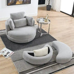 Oversized Swivel Cuddle Barrel Chair with moon storage ottoman