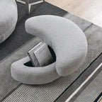 Oversized Swivel Cuddle Barrel Chair with moon storage ottoman