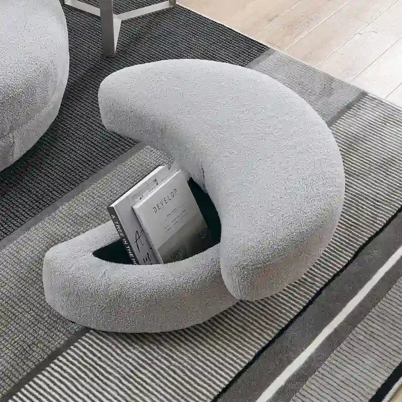 Oversized Swivel Cuddle Barrel Chair with moon storage ottoman