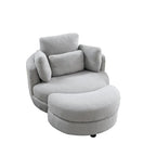 Oversized Swivel Cuddle Barrel Chair with moon storage ottoman