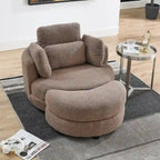 Oversized Swivel Cuddle Barrel Chair with moon storage ottoman