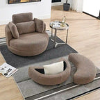 Oversized Swivel Cuddle Barrel Chair with moon storage ottoman