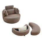 Oversized Swivel Cuddle Barrel Chair with moon storage ottoman