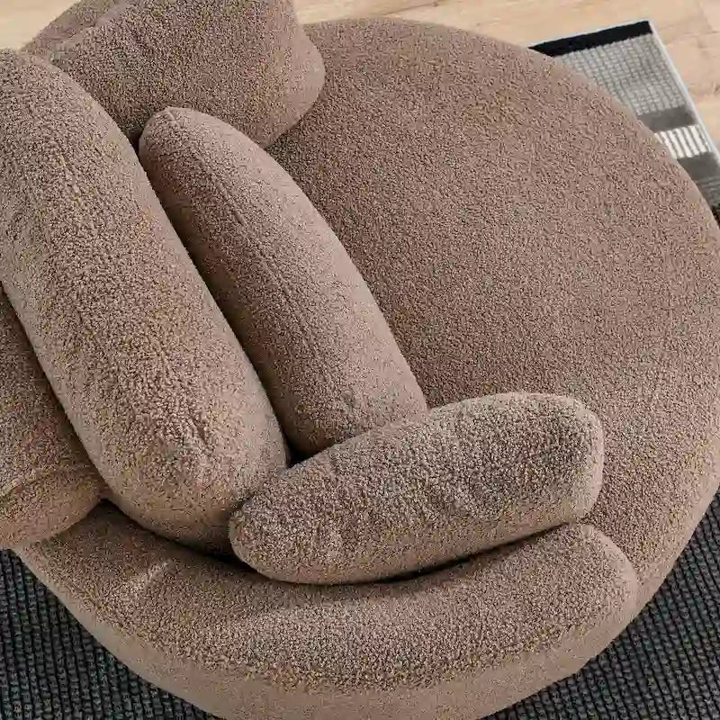 Oversized Swivel Cuddle Barrel Chair with moon storage ottoman