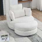 Oversized Swivel Cuddle Barrel Chair with moon storage ottoman