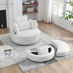 Oversized Swivel Cuddle Barrel Chair with moon storage ottoman