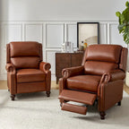 Gabriela Mid-Century Modern Genuine Leather Recliner Nail Head Trim Set of 2 by HULALA HOME