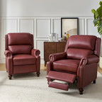 Gabriela Mid-Century Modern Genuine Leather Recliner Nail Head Trim Set of 2 by HULALA HOME