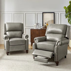 Gabriela Mid-Century Modern Genuine Leather Recliner Nail Head Trim Set of 2 by HULALA HOME