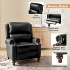 Gabriela Mid-Century Modern Genuine Leather Recliner Nail Head Trim Set of 2 by HULALA HOME