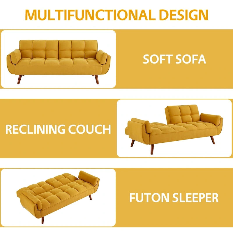 75.39 Sofa Bed, Convertible Sleeper Couch with Pillows, Foldable Loveseat Furniture for Living Room