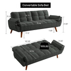 75.39 Sofa Bed, Convertible Sleeper Couch with Pillows, Foldable Loveseat Furniture for Living Room
