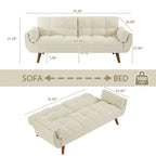 75.39 Sofa Bed, Convertible Sleeper Couch with Pillows, Foldable Loveseat Furniture for Living Room