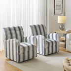 Traditional swivel armchairs, Jacobin stripe pattern, two chairs per set.