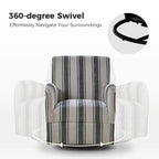 Traditional swivel armchairs, Jacobin stripe pattern, two chairs per set.