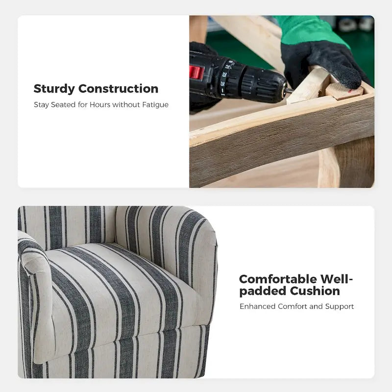 Traditional swivel armchairs, Jacobin stripe pattern, two chairs per set.