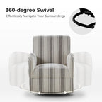 Traditional swivel armchairs, Jacobin stripe pattern, two chairs per set.