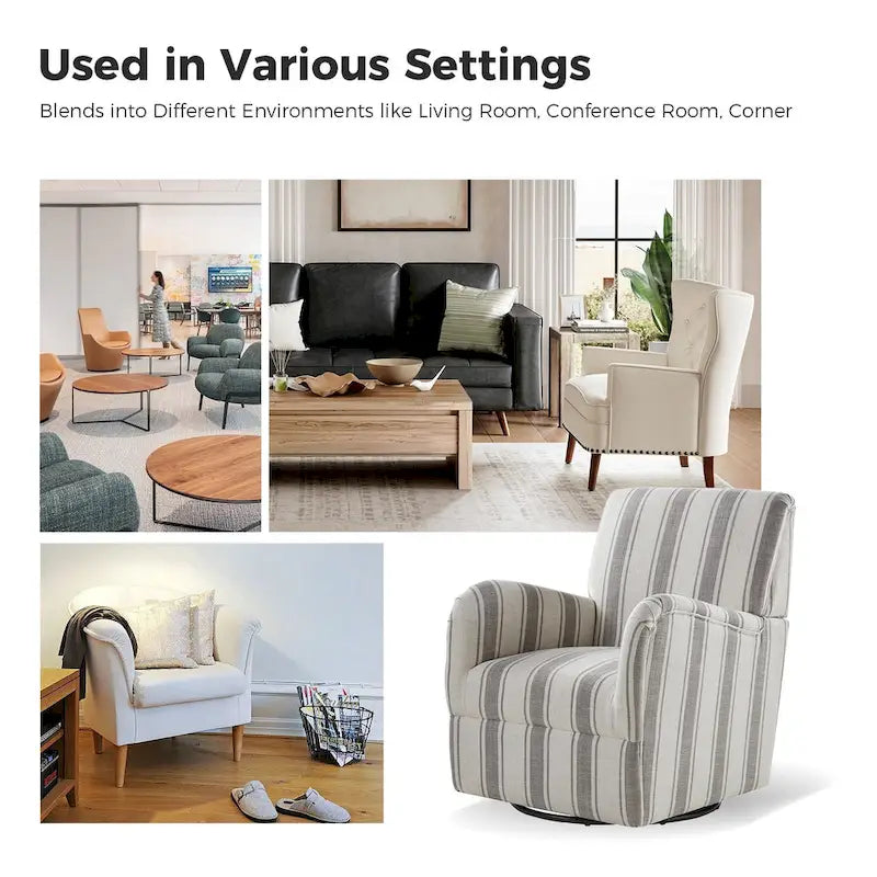 Traditional swivel armchairs, Jacobin stripe pattern, two chairs per set.