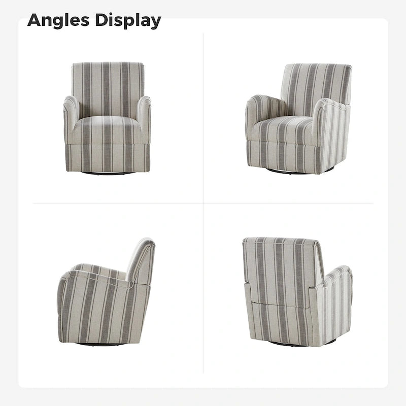 Traditional swivel armchairs, Jacobin stripe pattern, two chairs per set.