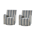 Traditional swivel armchairs, Jacobin stripe pattern, two chairs per set.