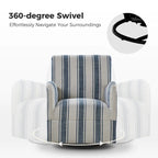 Traditional swivel armchairs, Jacobin stripe pattern, two chairs per set.